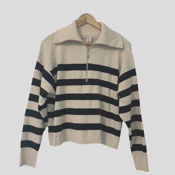 REVOLVE Sincerely Jules Striped Women's Medium Quarter Zip Tight Knit Sweater - Picture 1 of 4